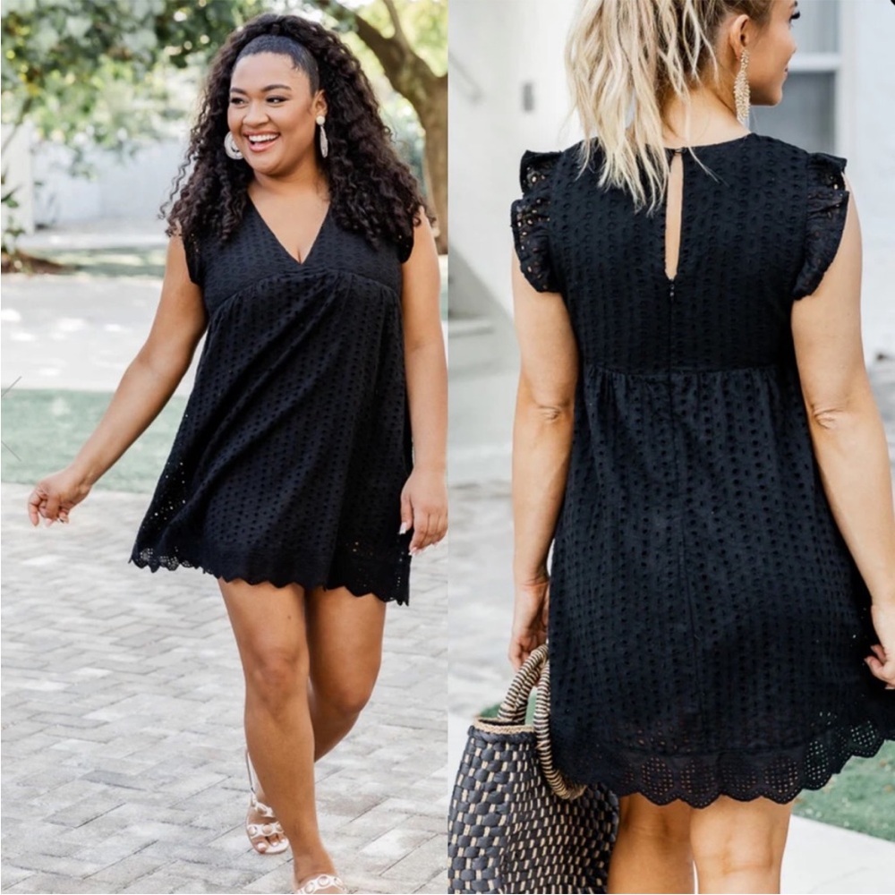 Pink Lily - YOU FOUND MY HEART BLACK V-NECK DRESS ROMPER